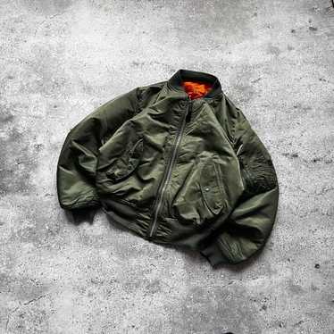 Vintage 80's Alpha Industries USAF Flight Jacket Army Green Nylon newest MA-1 Bomber