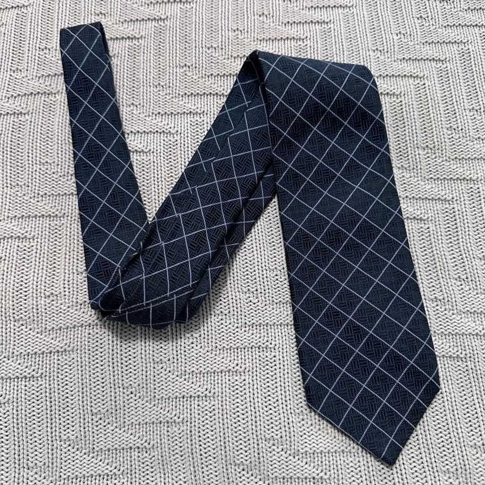 Burberry Burberry navy windowpane plaid silk tie - image 1