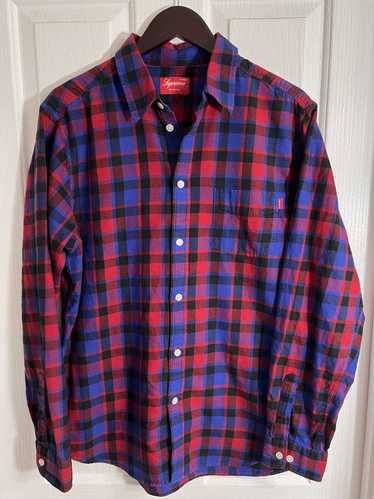 Supreme SUPREME Flannel Plaid Long Sleeve Shirt Bu