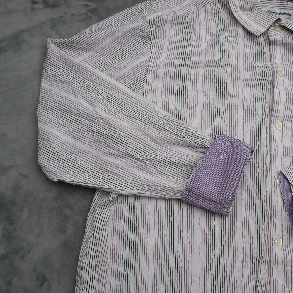 Tommy Bahama Shirt Mens XL Purple Striped Flip Cu… - image 8