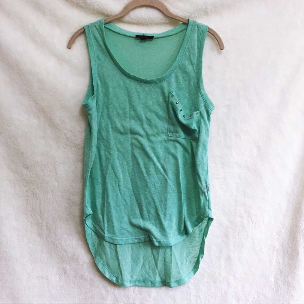 Other Edge Teal Sleeveless High Low Tank Top with… - image 1