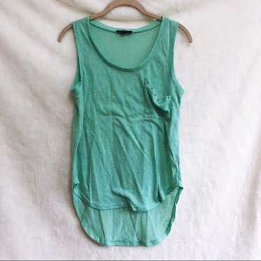 Other Edge Teal Sleeveless High Low Tank Top with… - image 1