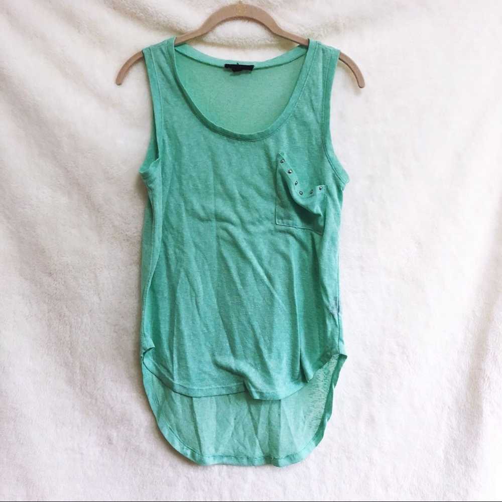 Other Edge Teal Sleeveless High Low Tank Top with… - image 2