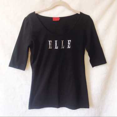 Other Elle Black "ELLE" Short Sleeve Shirt