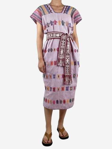 Pippa Holt Purple striped embroidered maxi kaftan 