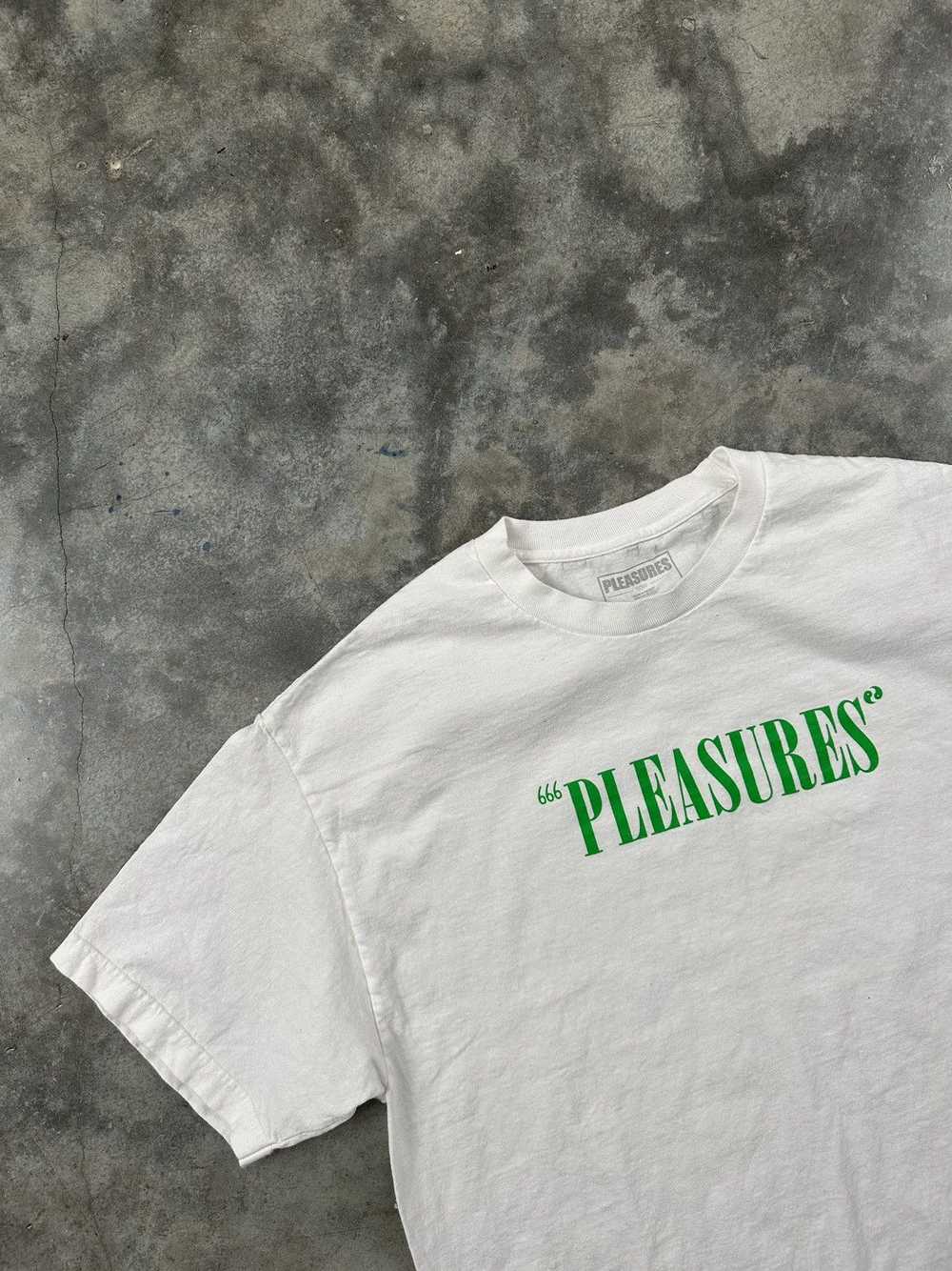 Pleasures Pleasures OG White + Green Logo Tee Sz.… - image 2