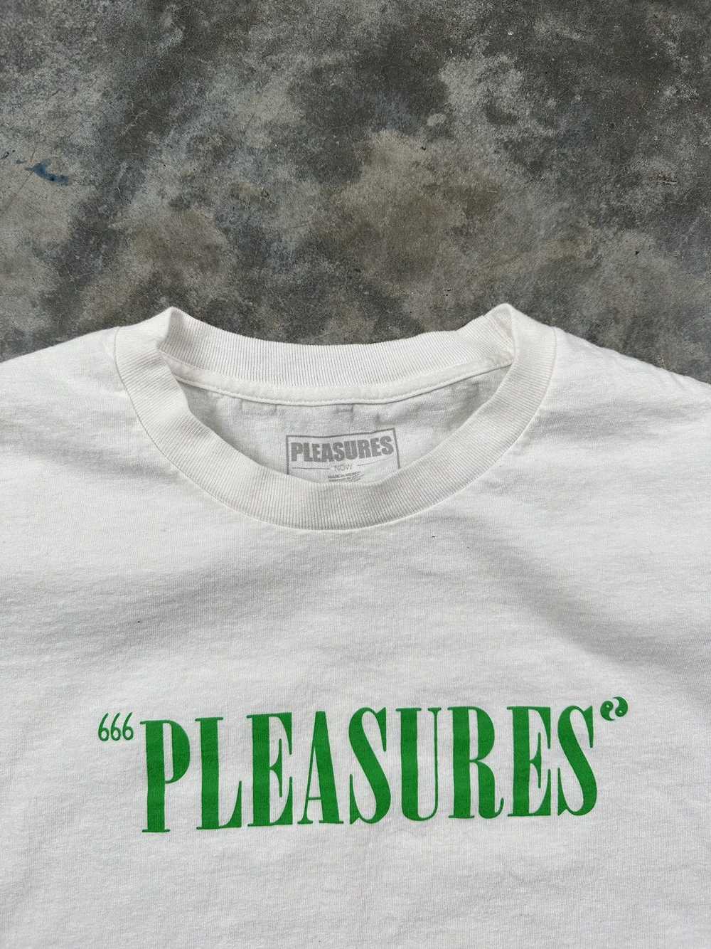 Pleasures Pleasures OG White + Green Logo Tee Sz.… - image 3