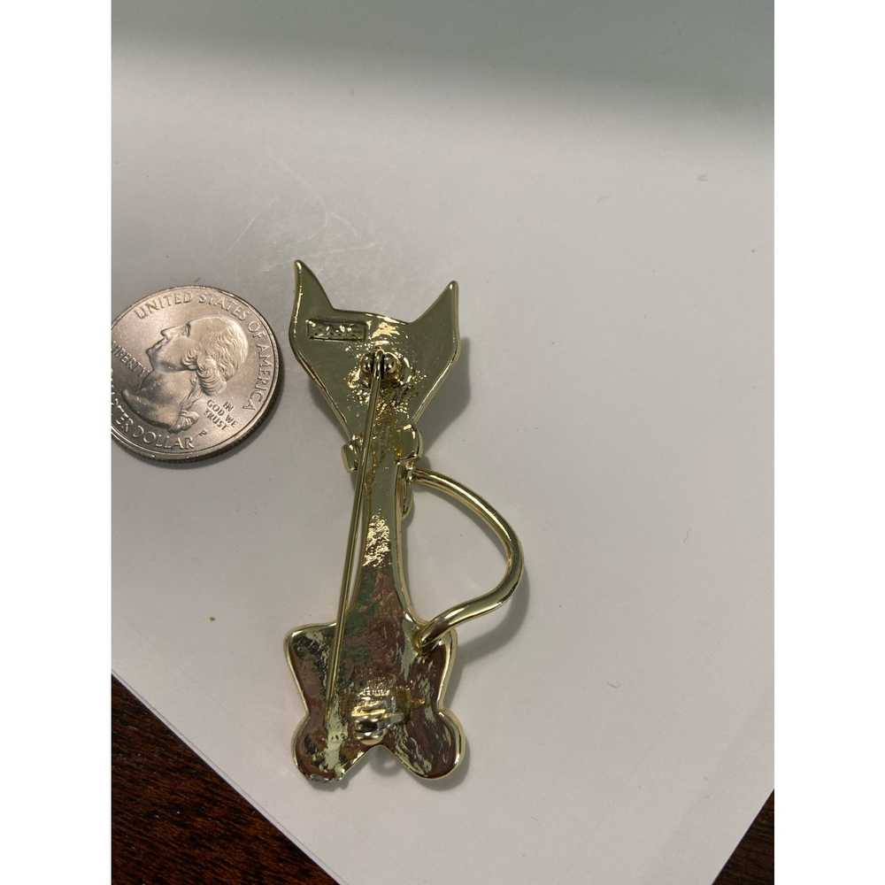 Vintage Vintage cat brooch gold tone - image 3