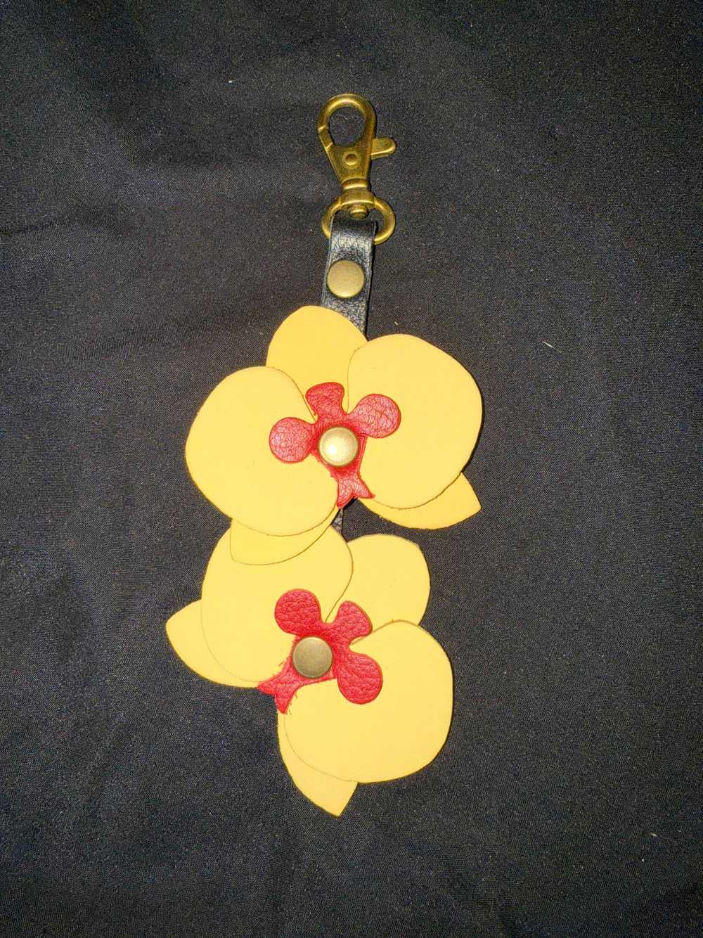 Portland Leather Blooming Orchid Keychain - image 3