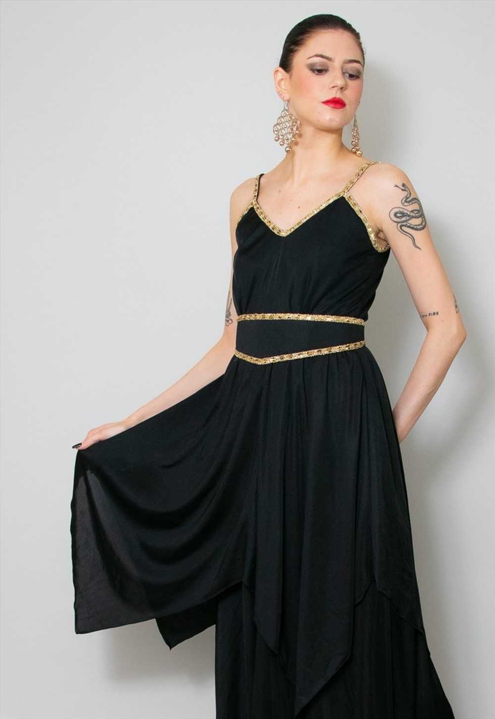 70's Vintage John Charles Black Gold Evening Maxi… - image 2