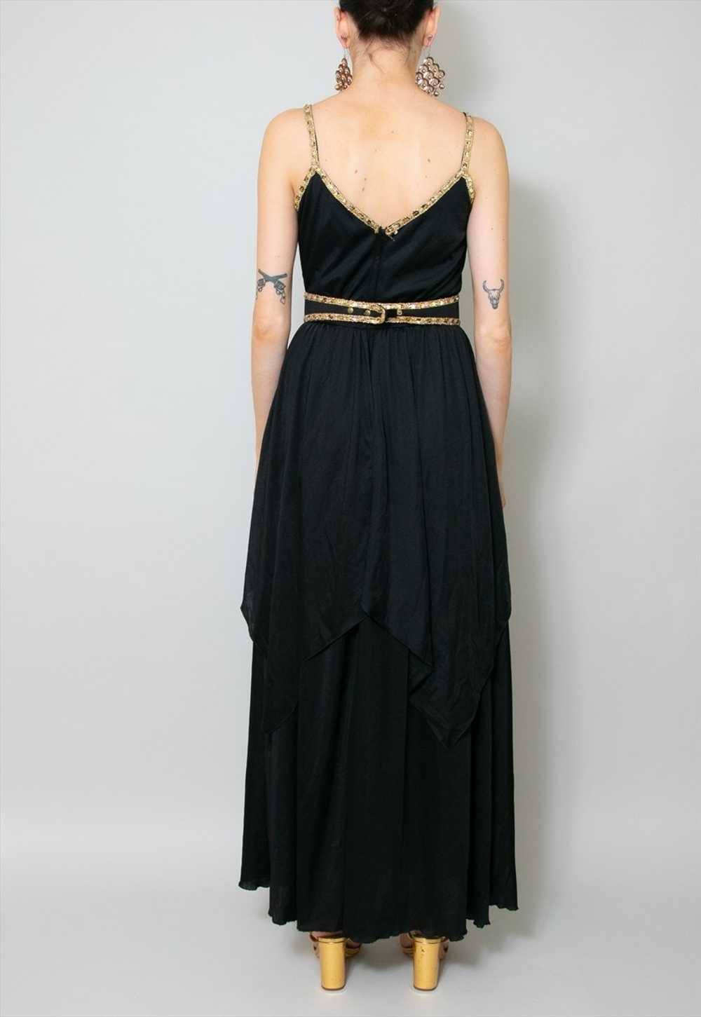 70's Vintage John Charles Black Gold Evening Maxi… - image 4