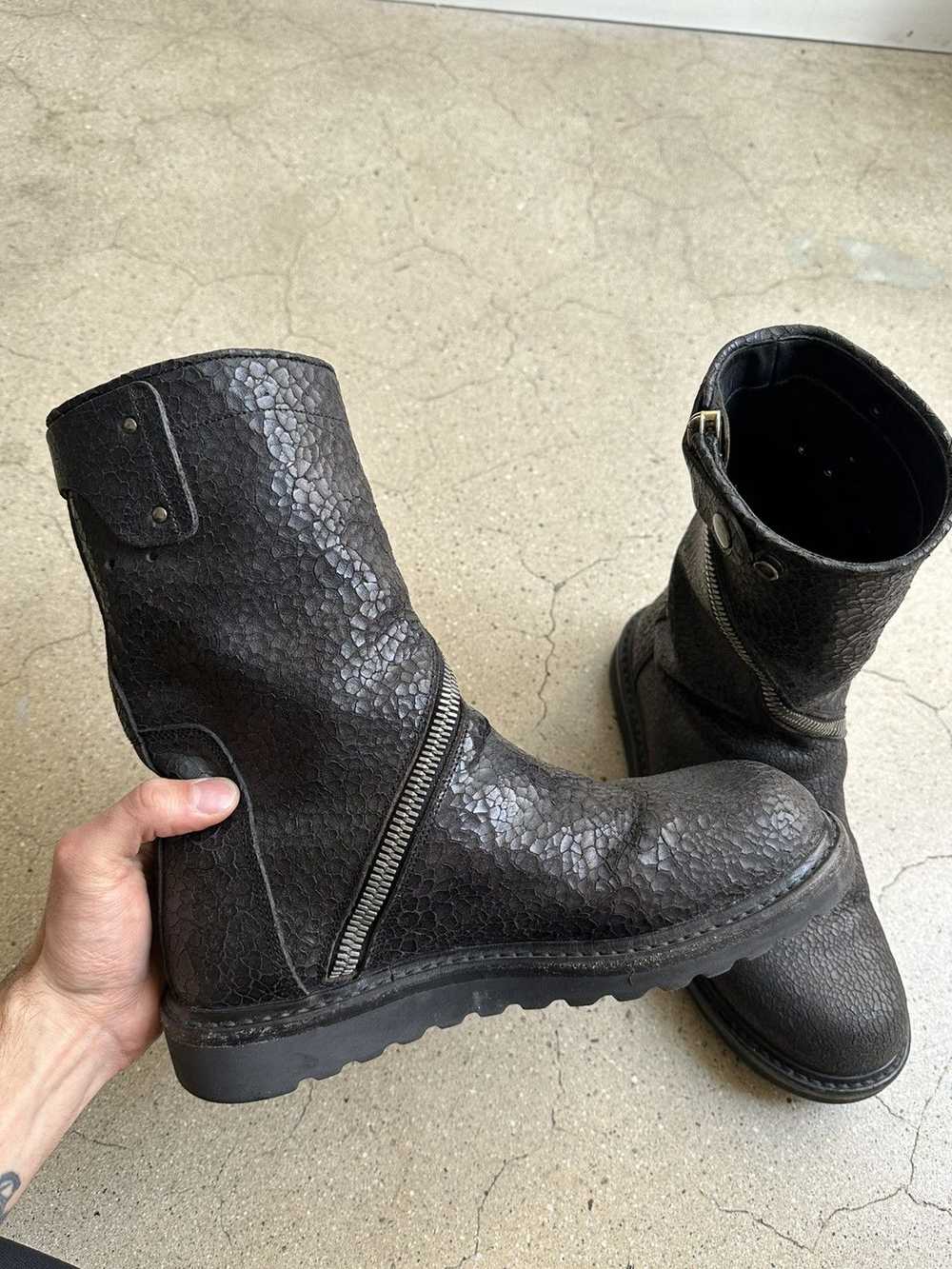 Rick Owens Rick Owens Cracked Spiral Zip Boots - image 6