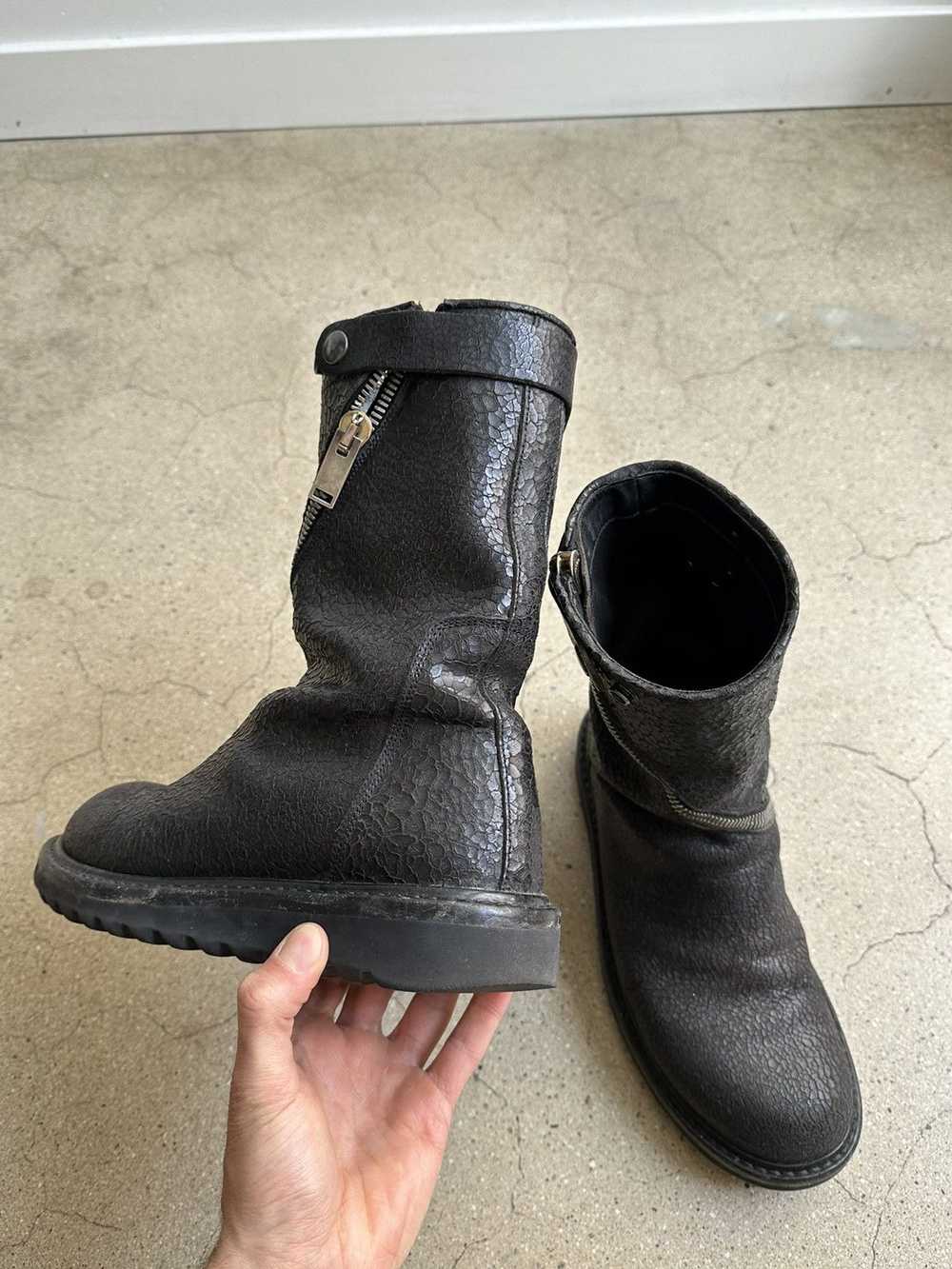 Rick Owens Rick Owens Cracked Spiral Zip Boots - image 9