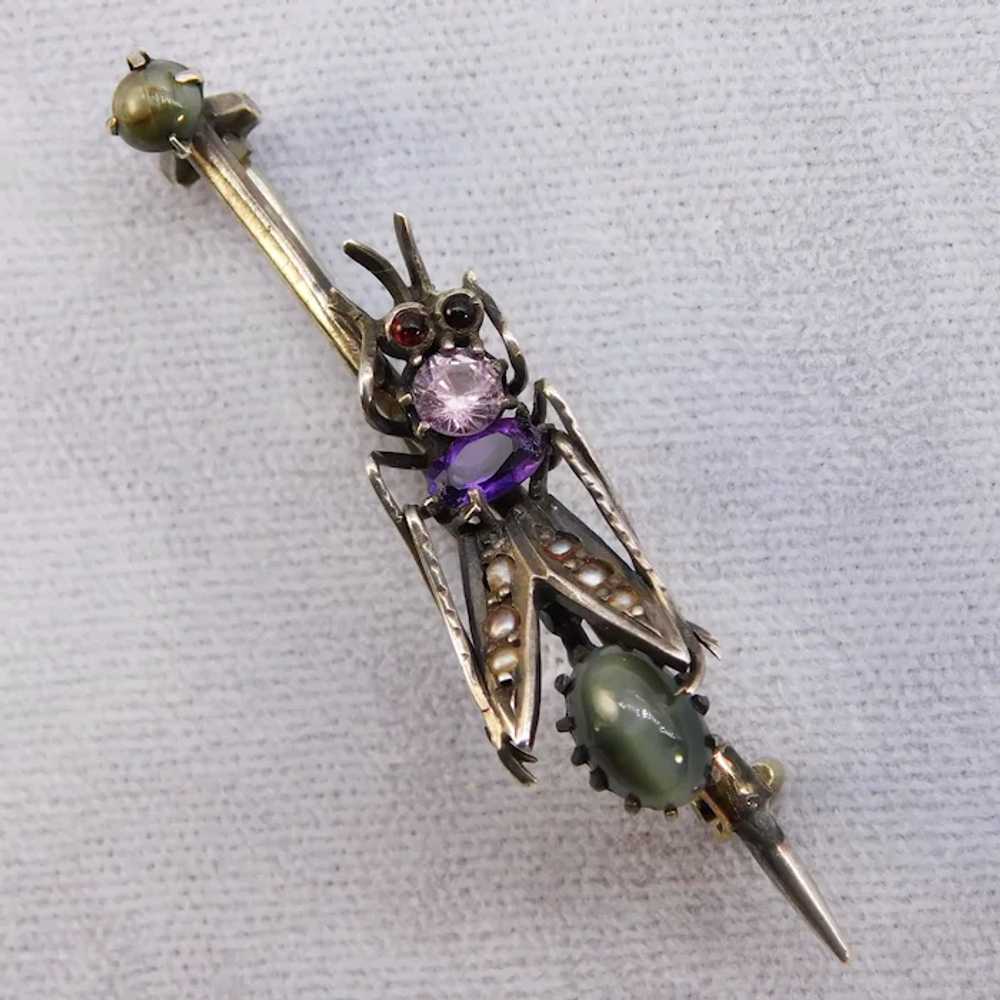 Antique Victorian Insect Brooch Chrysoberyl Cat's… - image 10