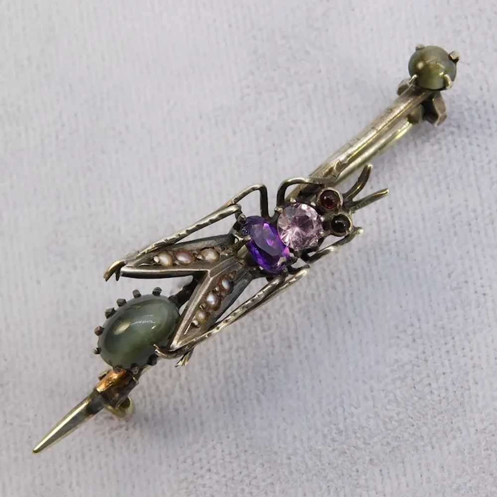 Antique Victorian Insect Brooch Chrysoberyl Cat's… - image 11