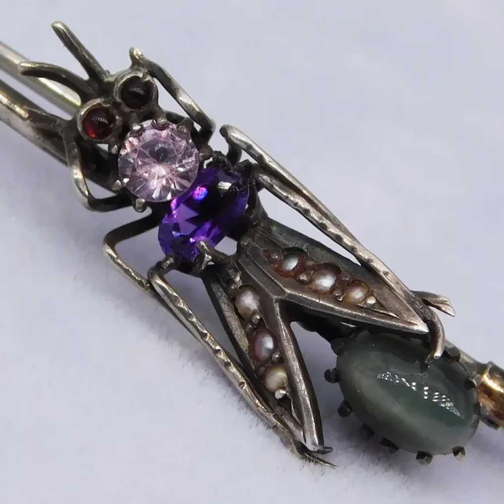 Antique Victorian Insect Brooch Chrysoberyl Cat's… - image 2