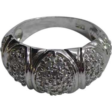 Sterling Silver Band Ring With Clear Stones Size 6 - image 1