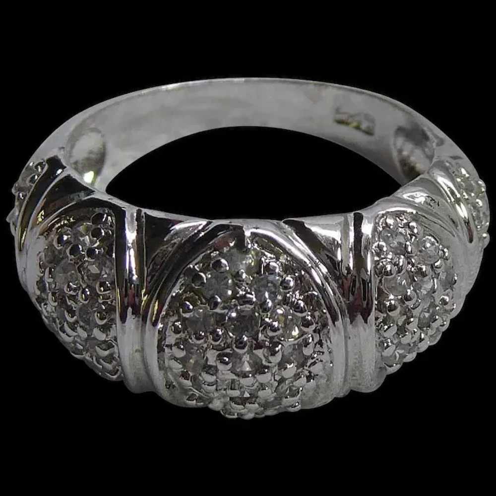 Sterling Silver Band Ring With Clear Stones Size 6 - image 2