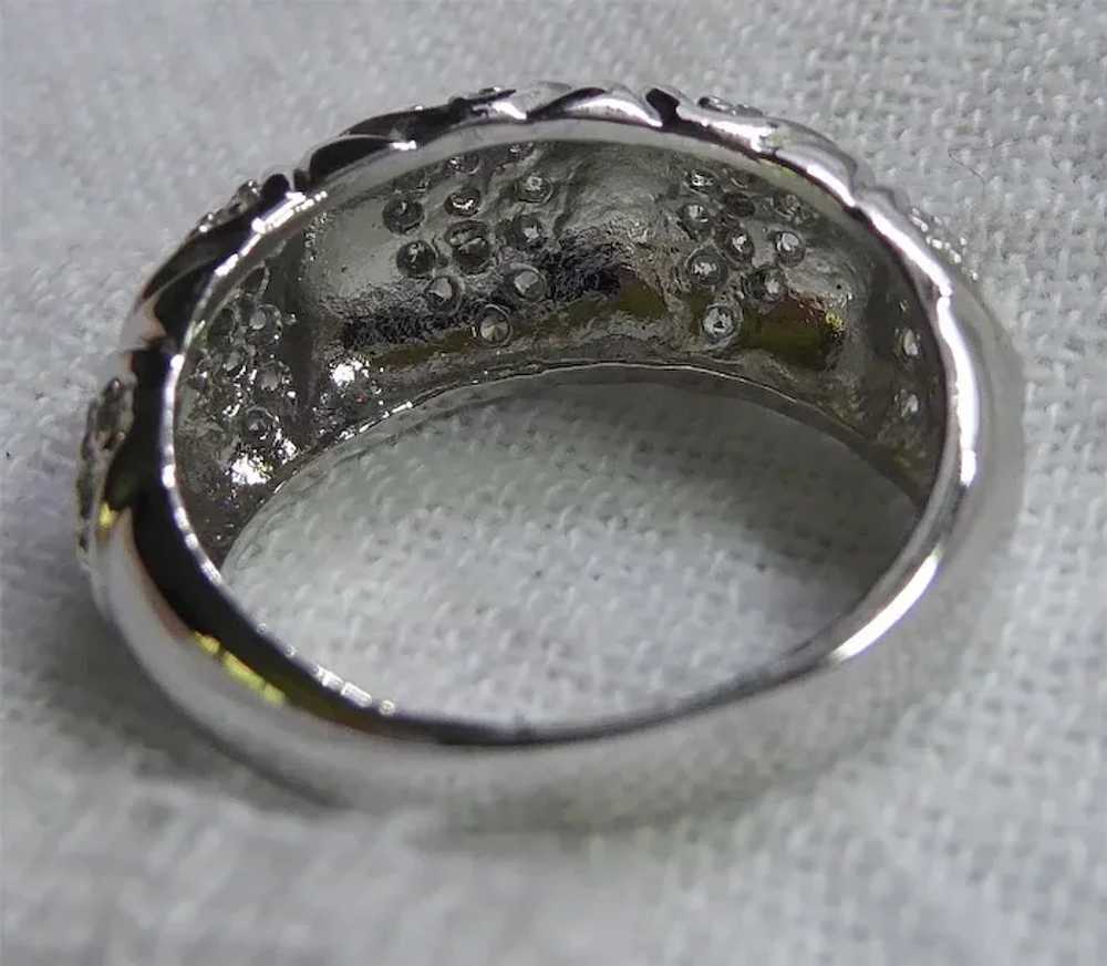 Sterling Silver Band Ring With Clear Stones Size 6 - image 4