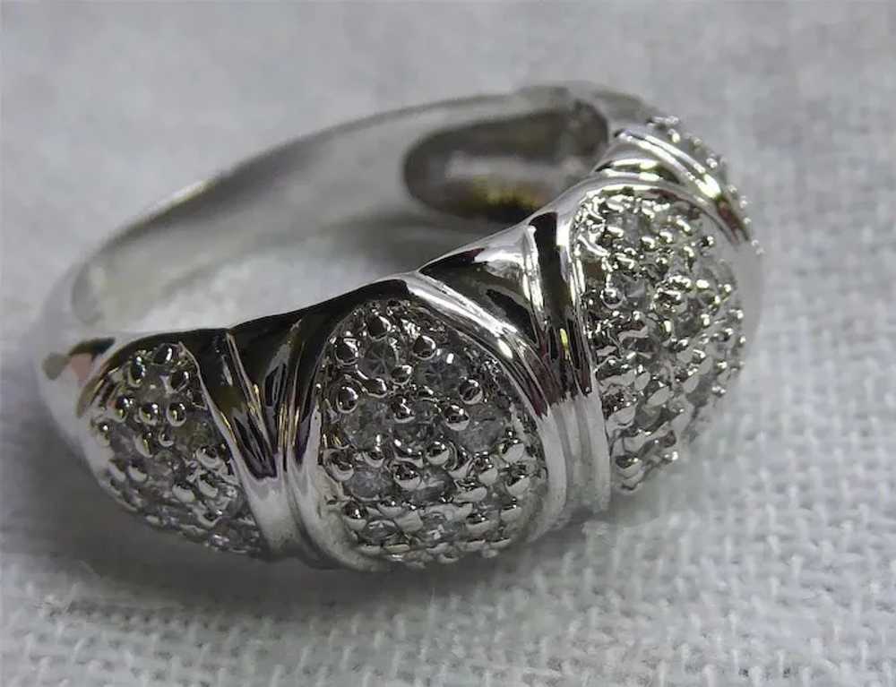 Sterling Silver Band Ring With Clear Stones Size 6 - image 5