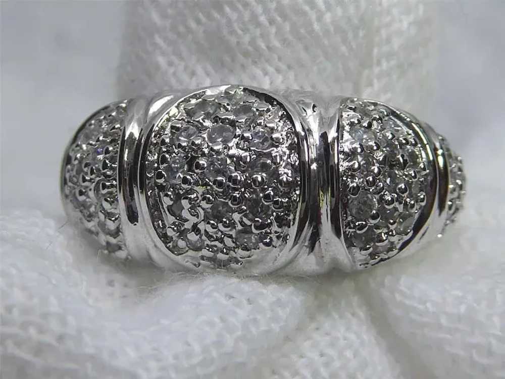 Sterling Silver Band Ring With Clear Stones Size 6 - image 7