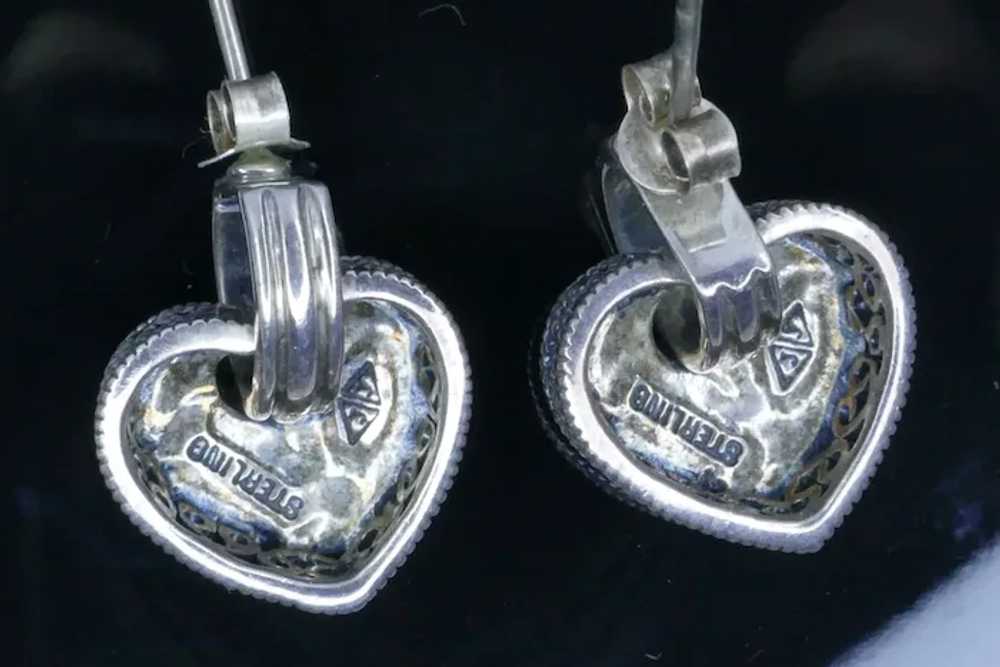 Signed Judith Jack Sterling Silver & Marcasite He… - image 3