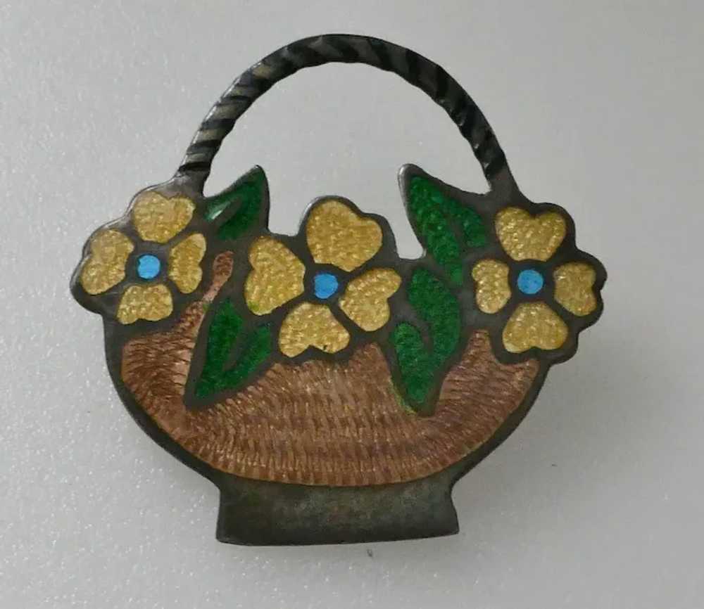 Vintage Sterling Enamel Mexican Basket Of Flowers… - image 6