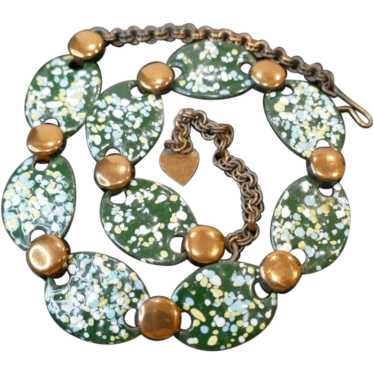 Classic Vintage MCM Enamel & Copper Necklace - Gre