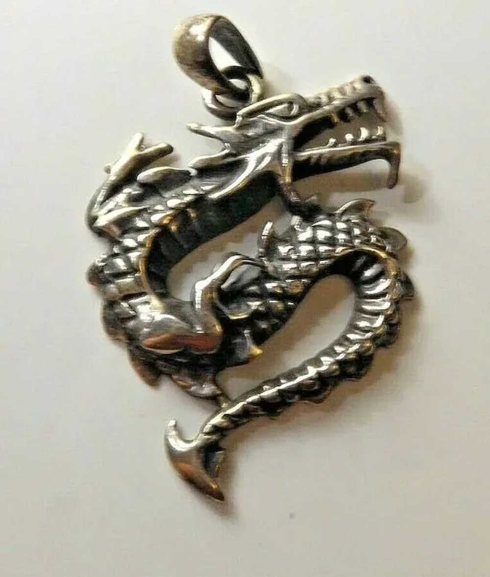 Fierce Vintage Sterling Silver Dragon or Sea Mons… - image 5