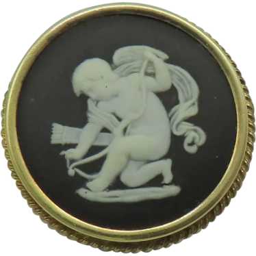 Wedgwood Black Jasperware Cupid Brooch Cameo Style