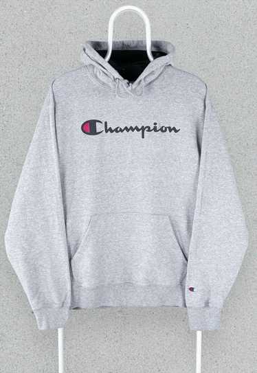 Vintage Champion Grey Hoodie Pullover Spell Out M… - image 1