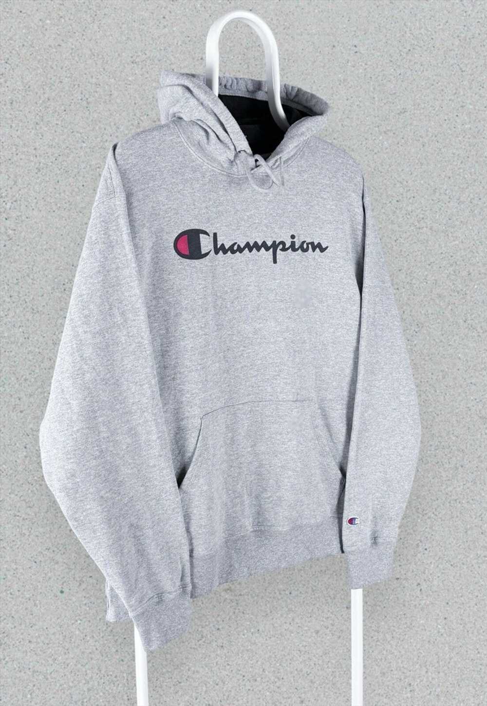 Vintage Champion Grey Hoodie Pullover Spell Out M… - image 3