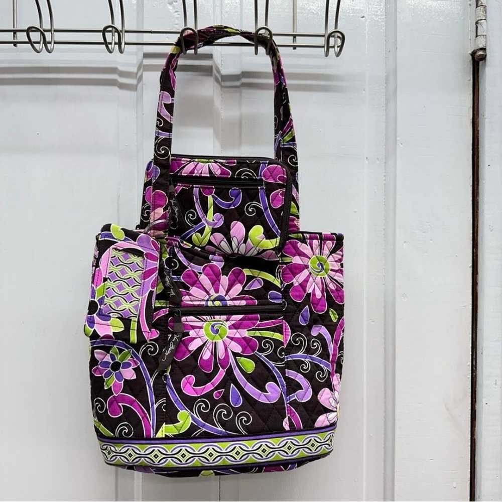 Vera Bradley purple punch floral paisley shoulder… - image 1