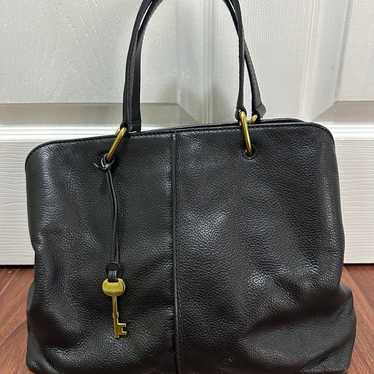 Fossil Lane Satchel Leather Handbag Black Womens - image 1