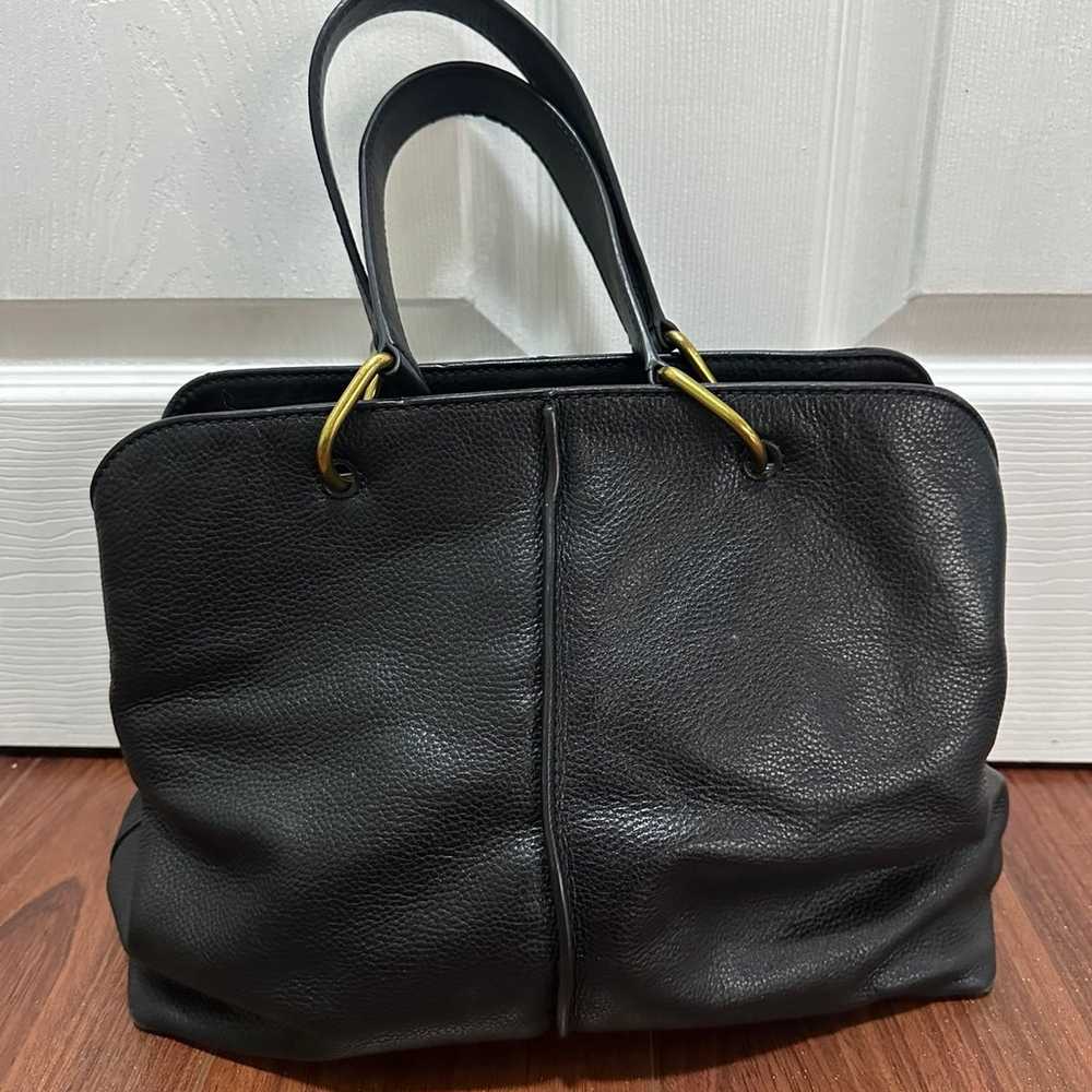 Fossil Lane Satchel Leather Handbag Black Womens - image 2