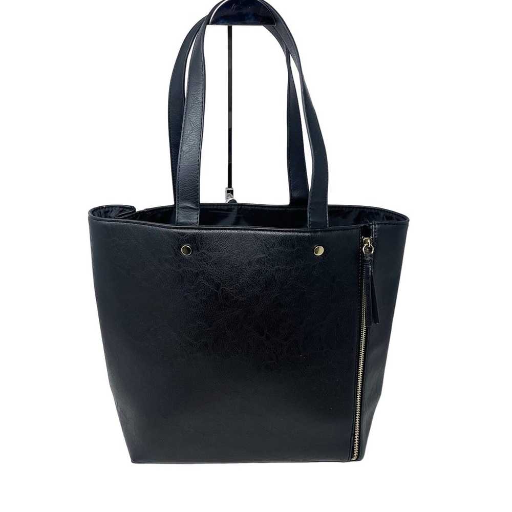 Neiman Marcus Black Large Leather Tote Bag Zipper… - image 1