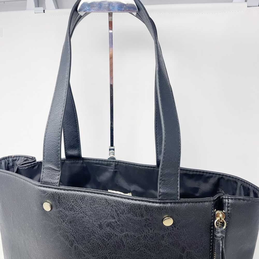 Neiman Marcus Black Large Leather Tote Bag Zipper… - image 6