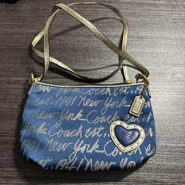 Coach Shoulder Bag Blue with Logo