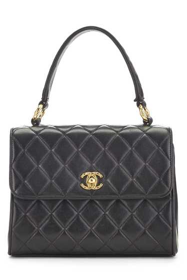 Black Quilted Lambskin Handbag Small Send in SMS … - image 1