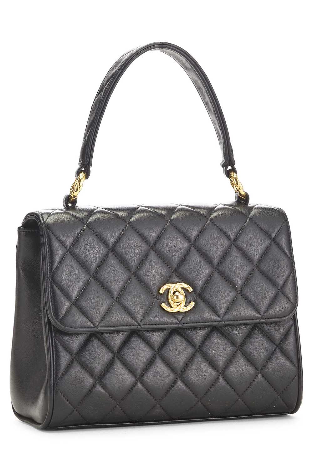 Black Quilted Lambskin Handbag Small Send in SMS … - image 2