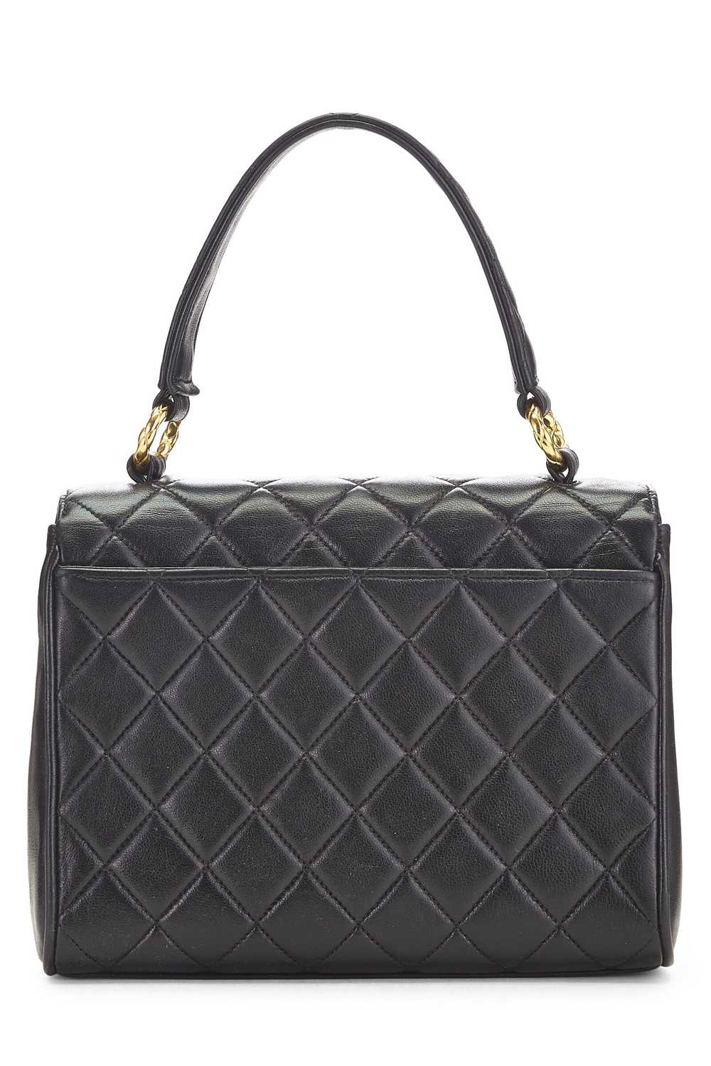 Black Quilted Lambskin Handbag Small Send in SMS … - image 4