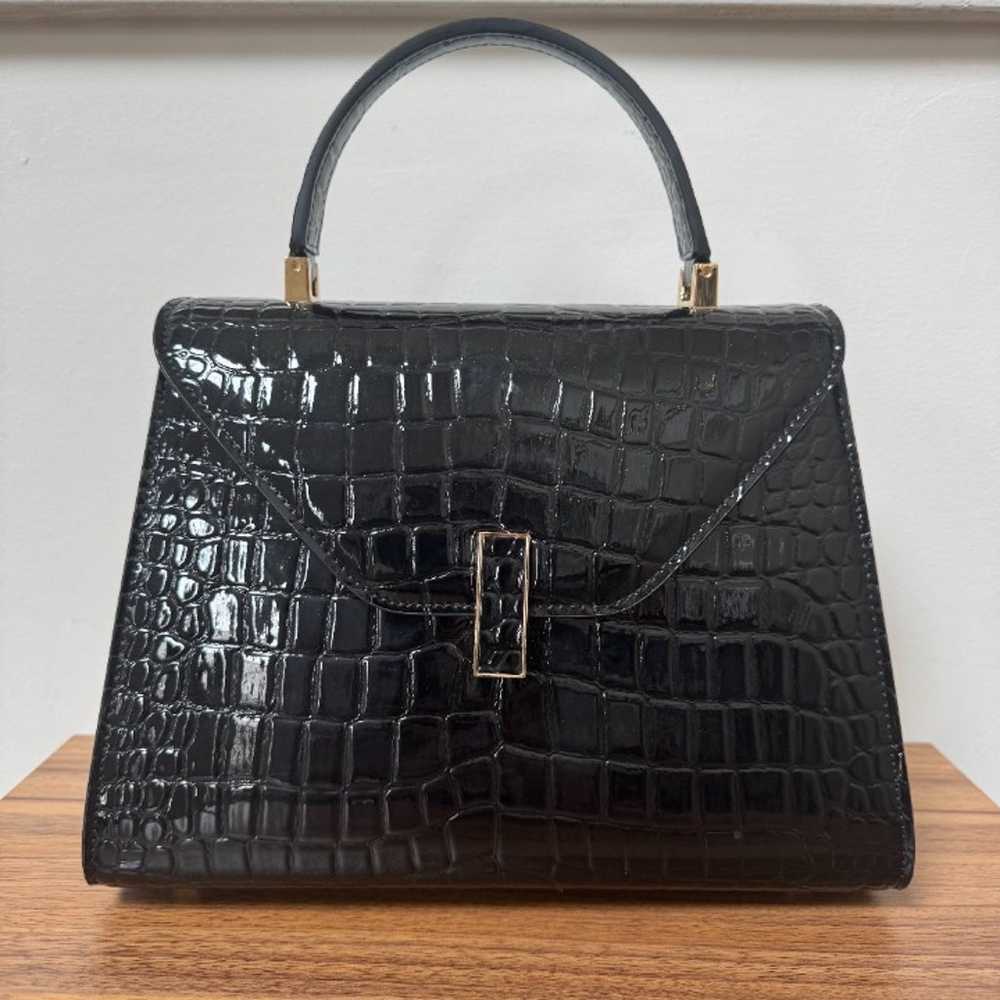 Black Alligator Print Handle Bag - image 1