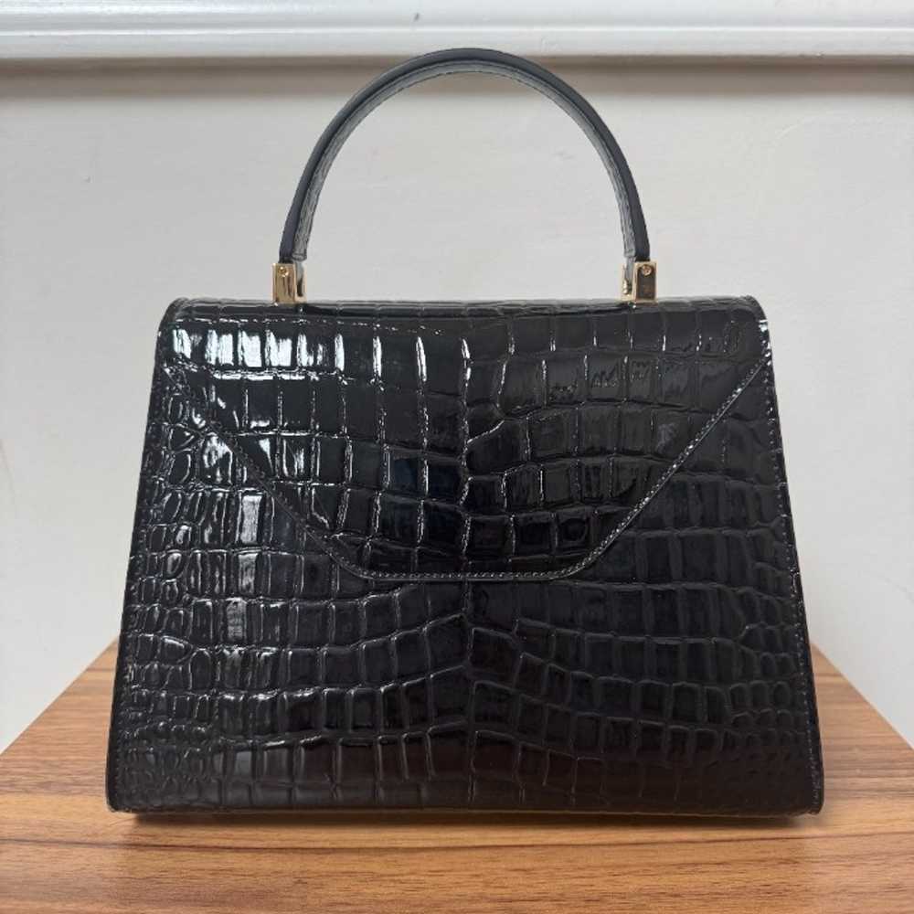 Black Alligator Print Handle Bag - image 2