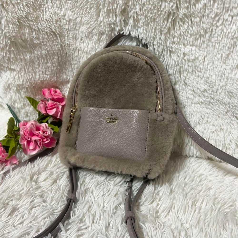 【SALE】Kate Spade Mini Backpack Faux Shearling - image 1