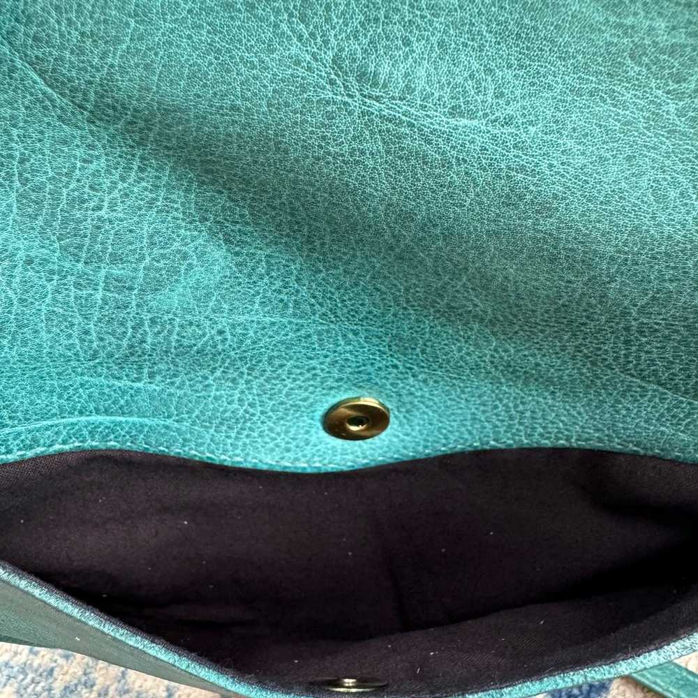 Turquoise leather circle crossbody bag - image 12