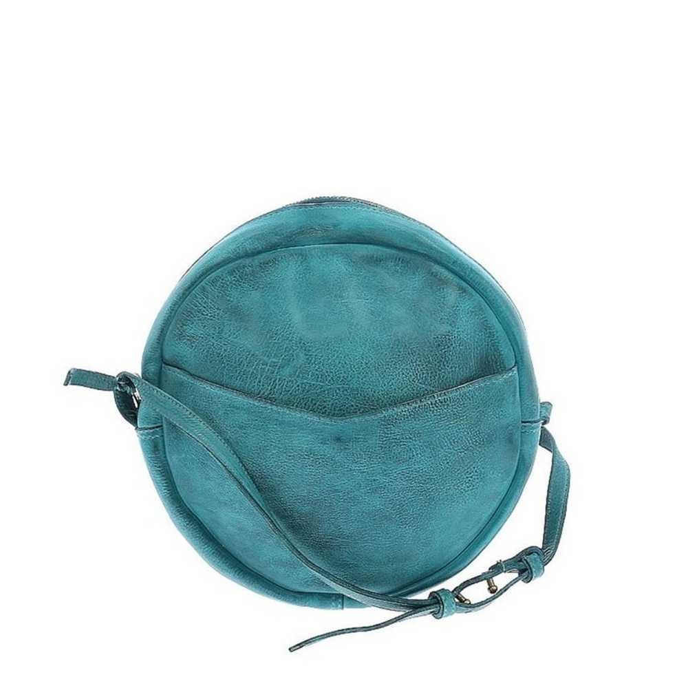 Turquoise leather circle crossbody bag - image 1