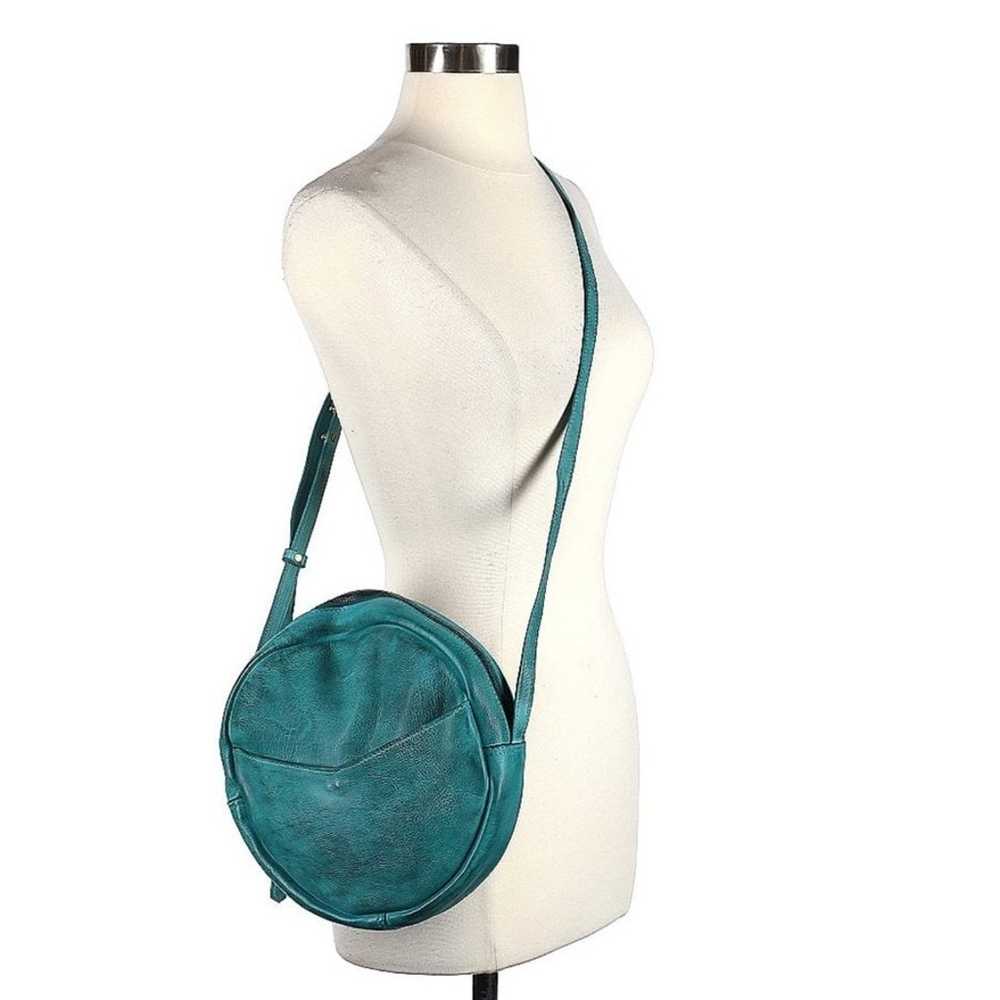 Turquoise leather circle crossbody bag - image 2