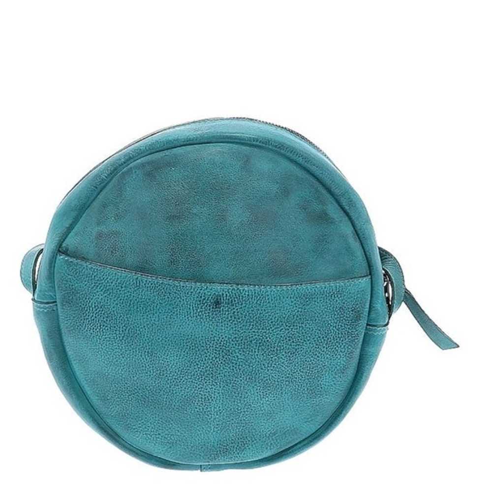 Turquoise leather circle crossbody bag - image 3