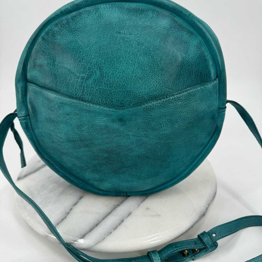 Turquoise leather circle crossbody bag - image 5