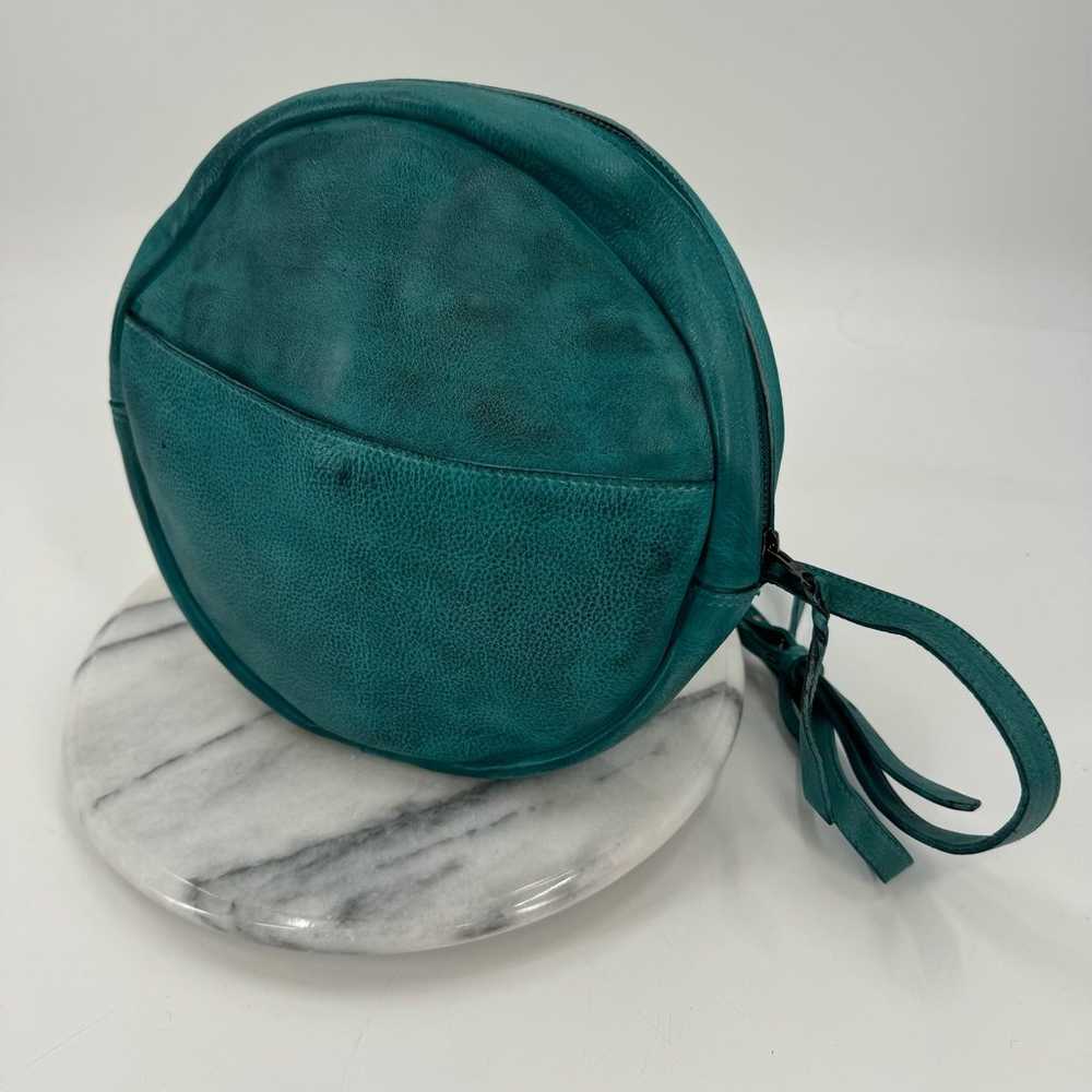 Turquoise leather circle crossbody bag - image 6